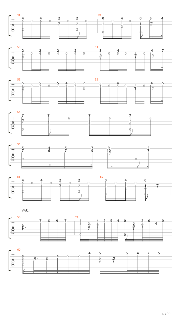 Introduction, Theme and Variations on a theme by Mozart, Op. 9吉他谱