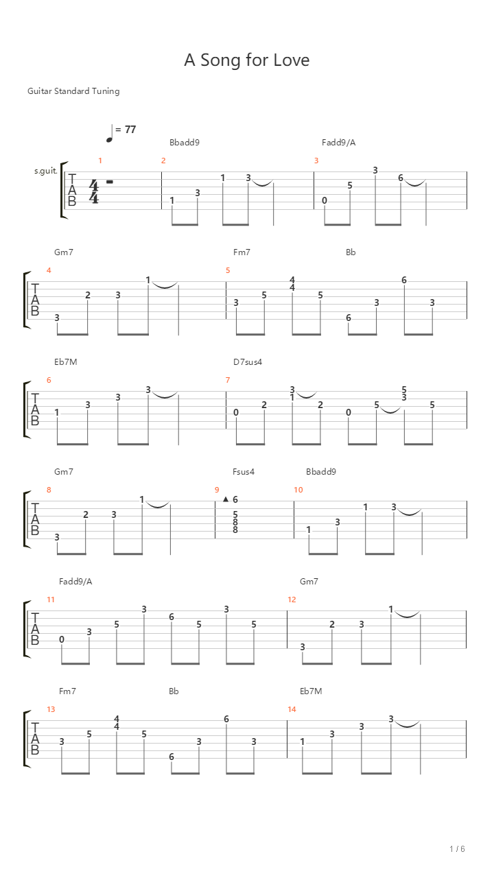 A Song for Love吉他谱