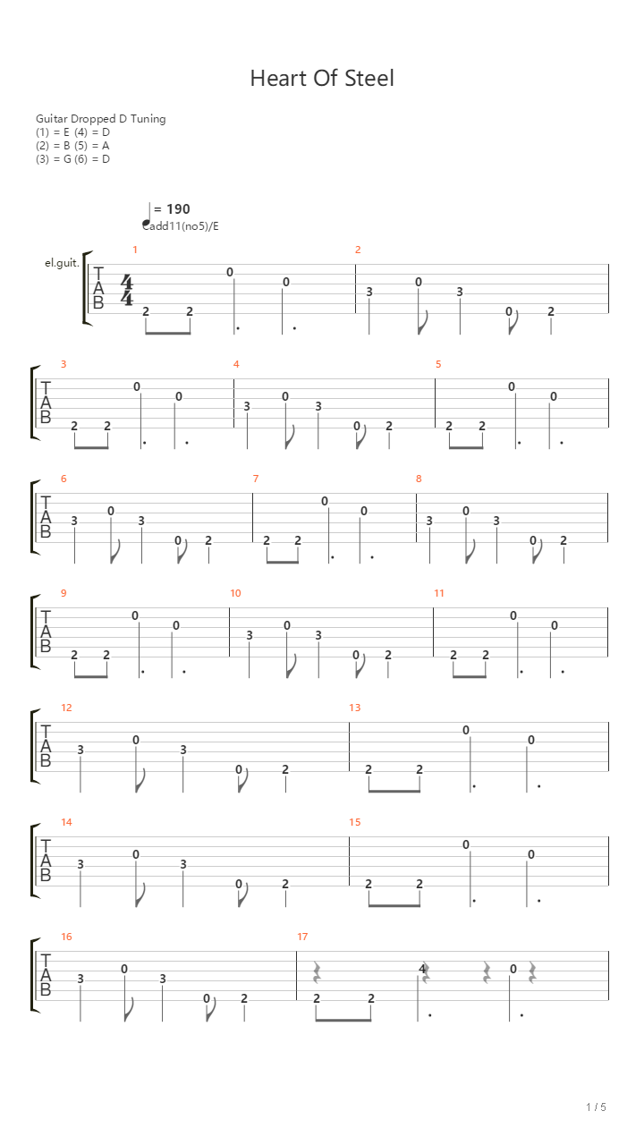 Heart Of Steel（游戏《真三国无双7》贾充角色歌）吉他谱
