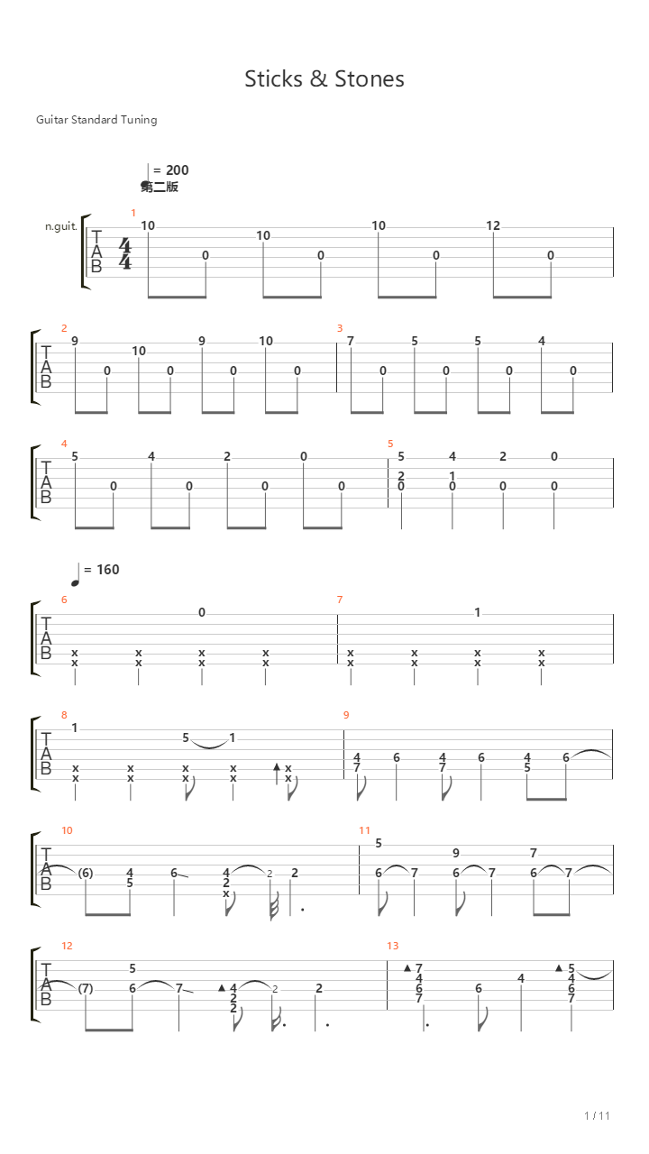 Sticks & Stones 驯龙高手1主题曲 自编指弹（How to train your dragon1）吉他谱