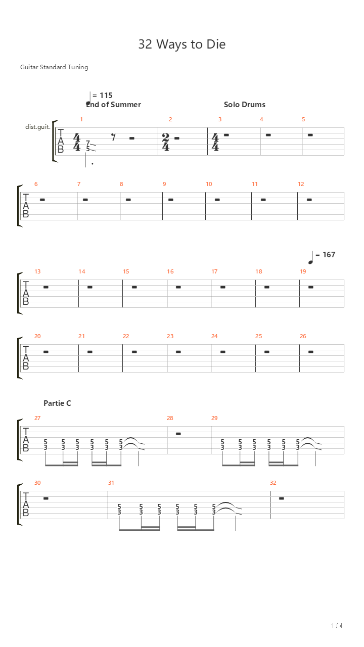 32 Ways To Die吉他谱