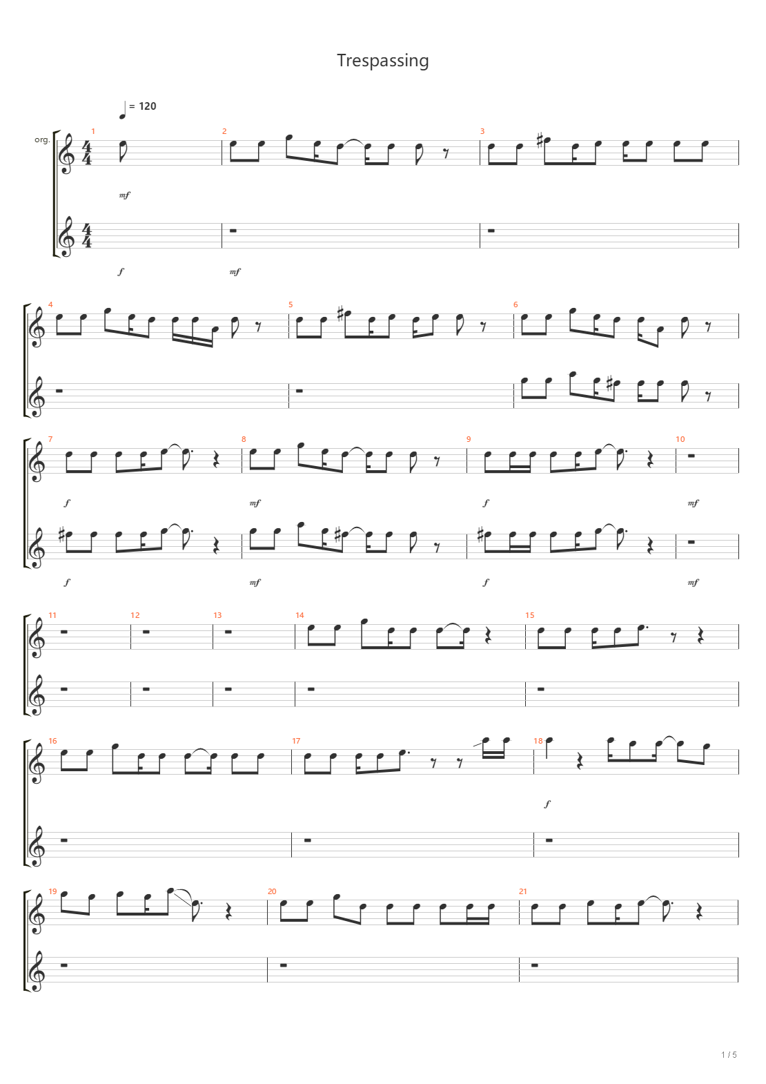 Trespassing吉他谱