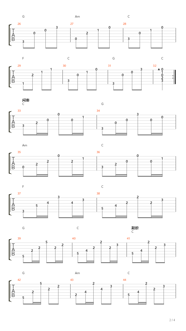 ABC (The Alphabet Song)(民谣版C转D调)吉他谱