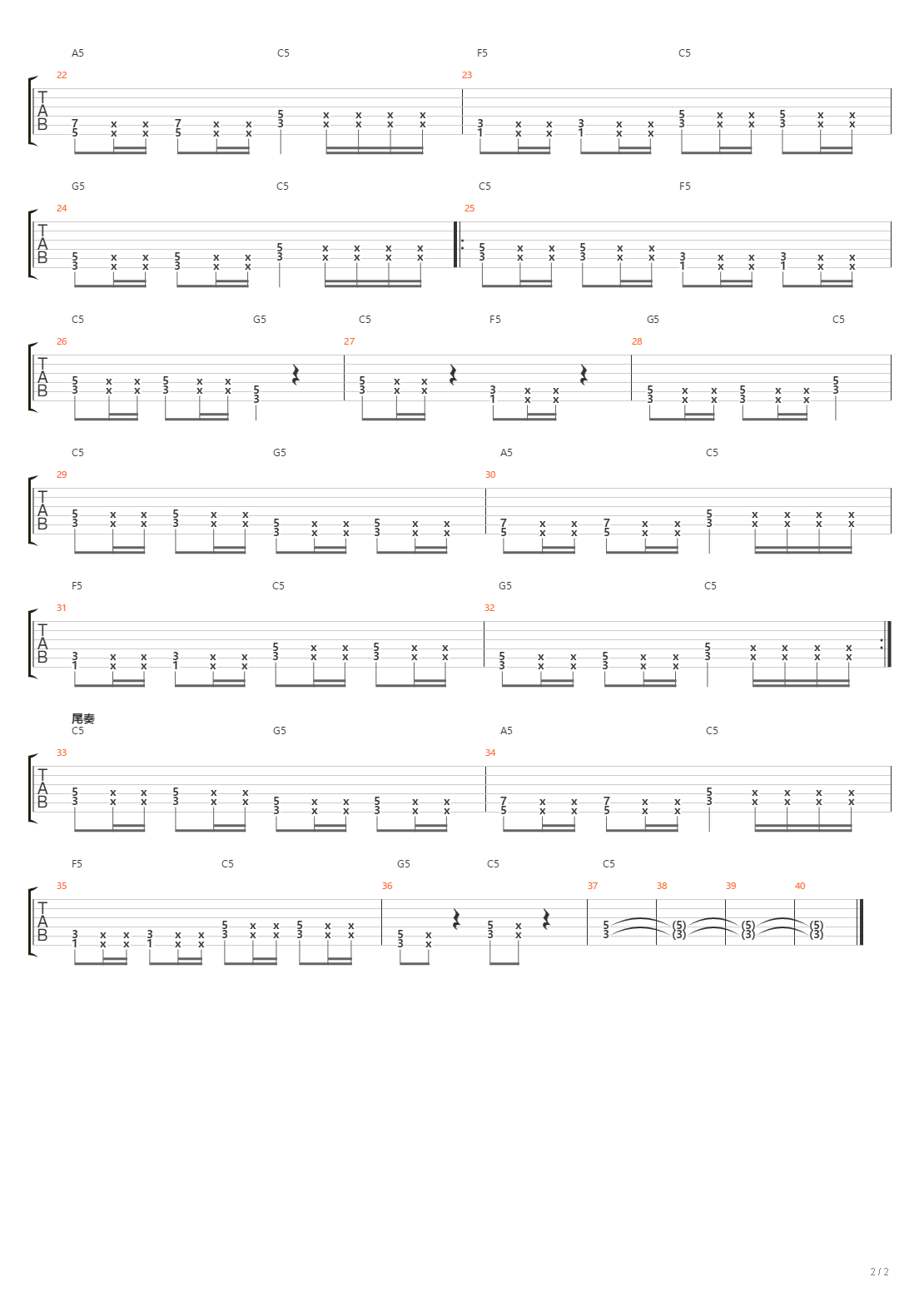 ABC (The Alphabet Song)（摇滚版C调）吉他谱
