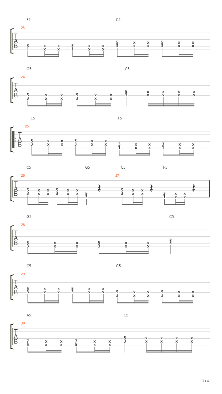 ABC (The Alphabet Song)(摇滚版C调)吉他谱