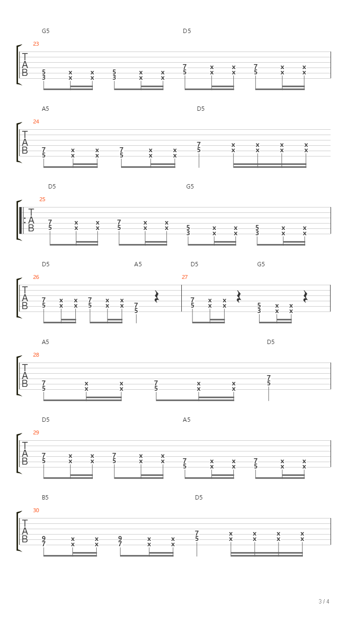 ABC (The Alphabet Song)(摇滚版C转D调)吉他谱
