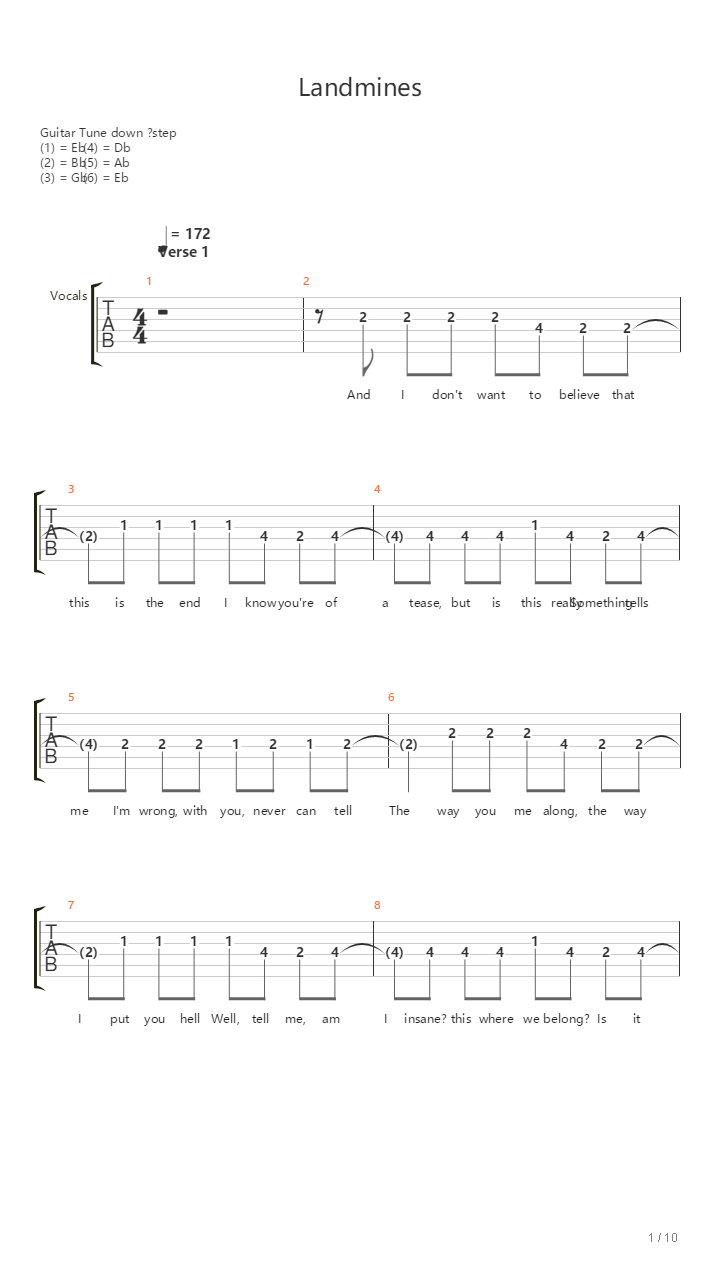 Landmines吉他谱