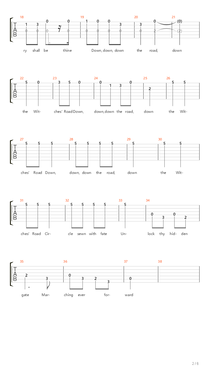 【女巫阿加莎】The ballad of the witches's road吉他谱