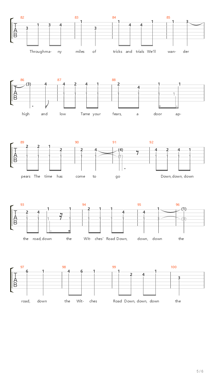 【女巫阿加莎】The ballad of the witches's road吉他谱