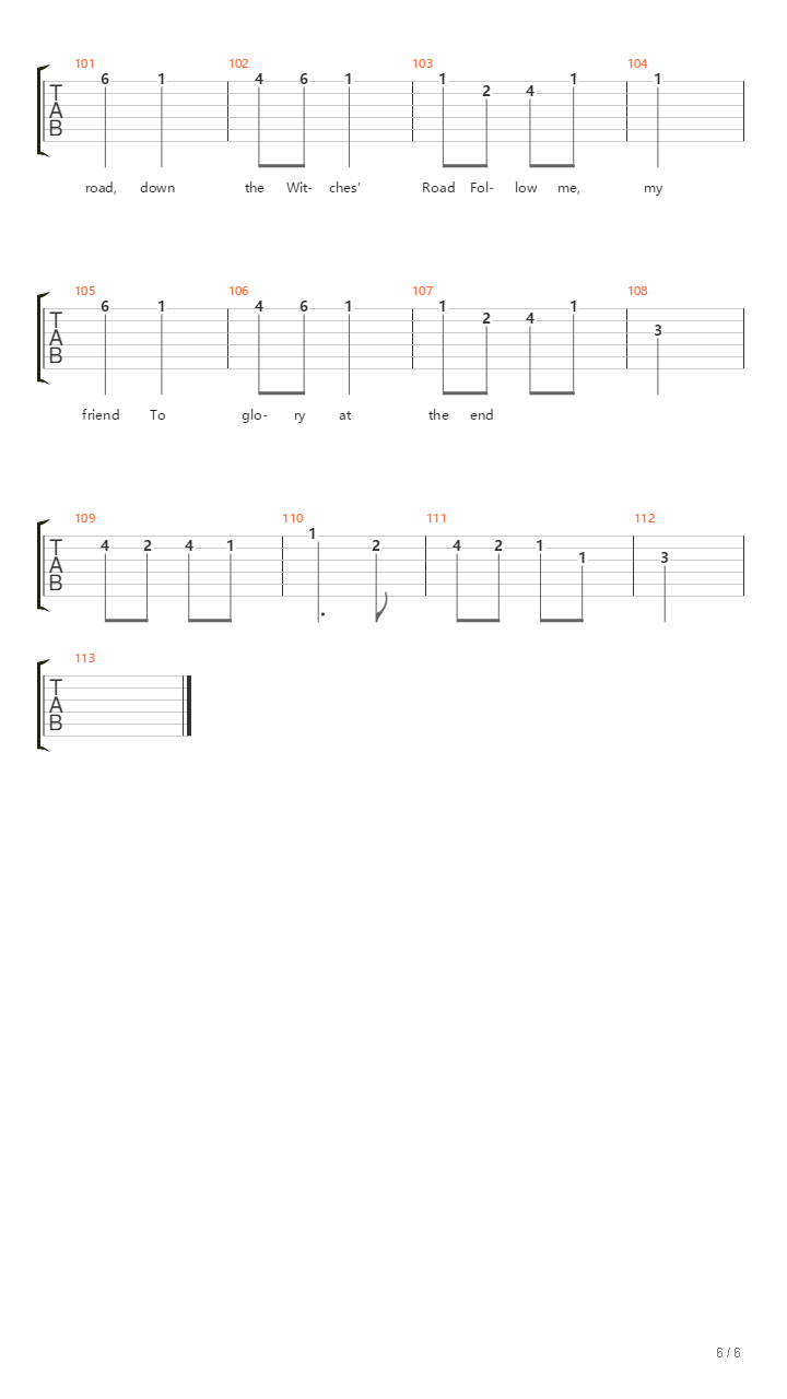 【女巫阿加莎】The ballad of the witches's road吉他谱