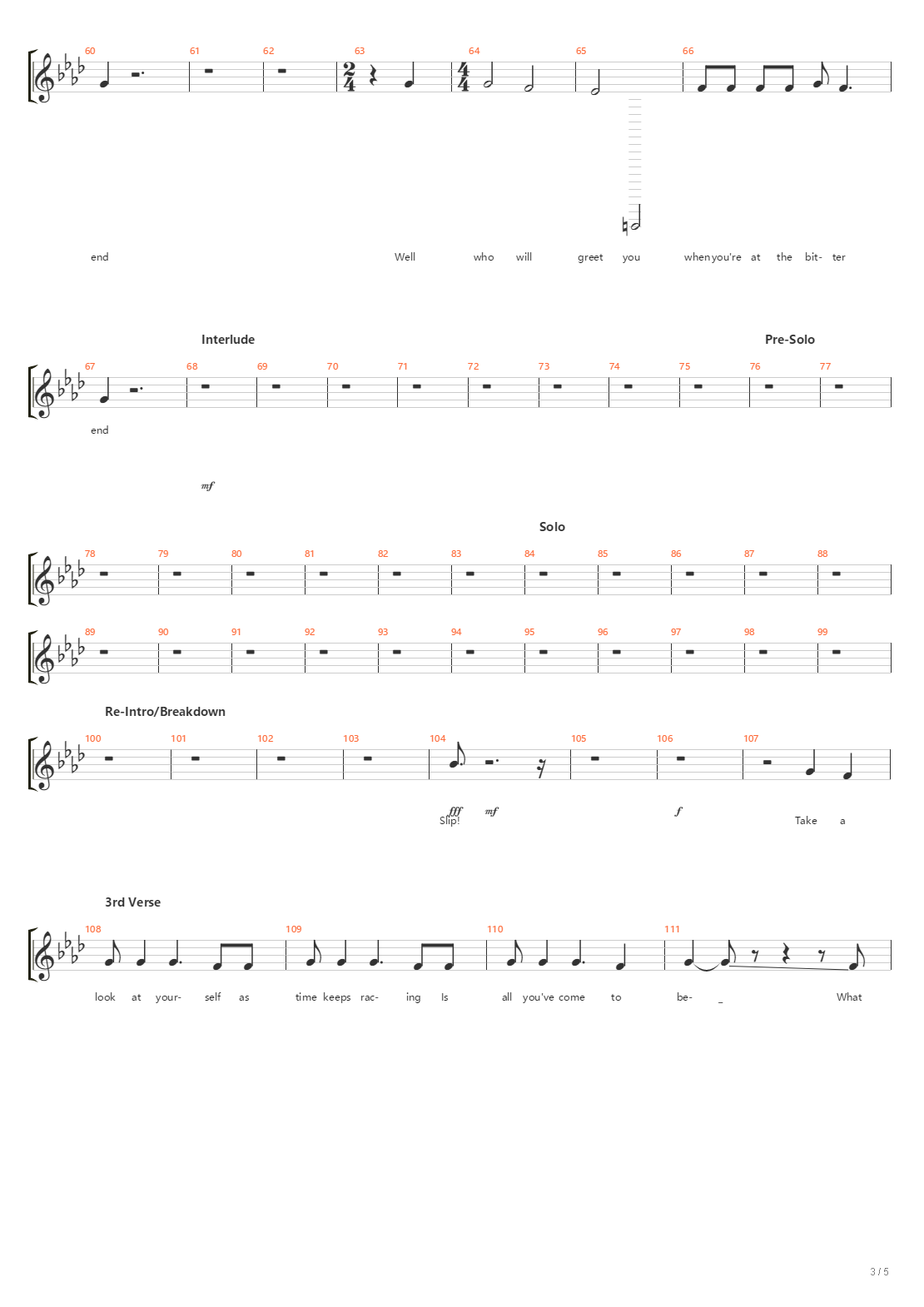 The Bitter End吉他谱