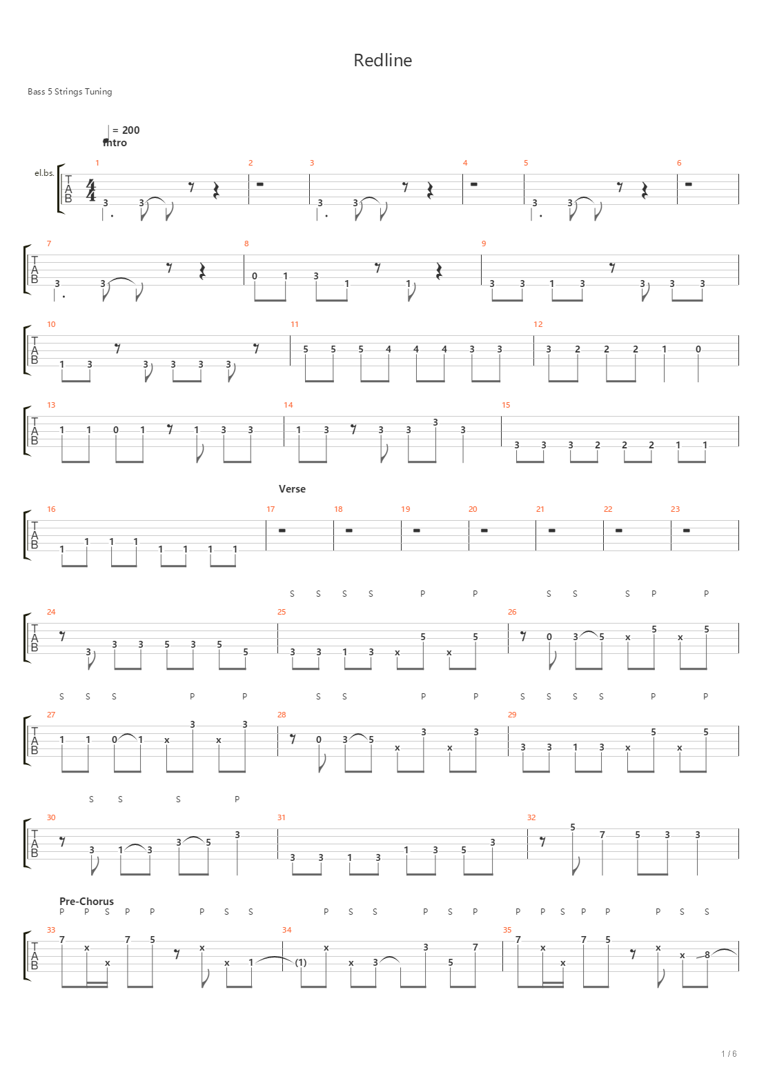 Redline吉他谱