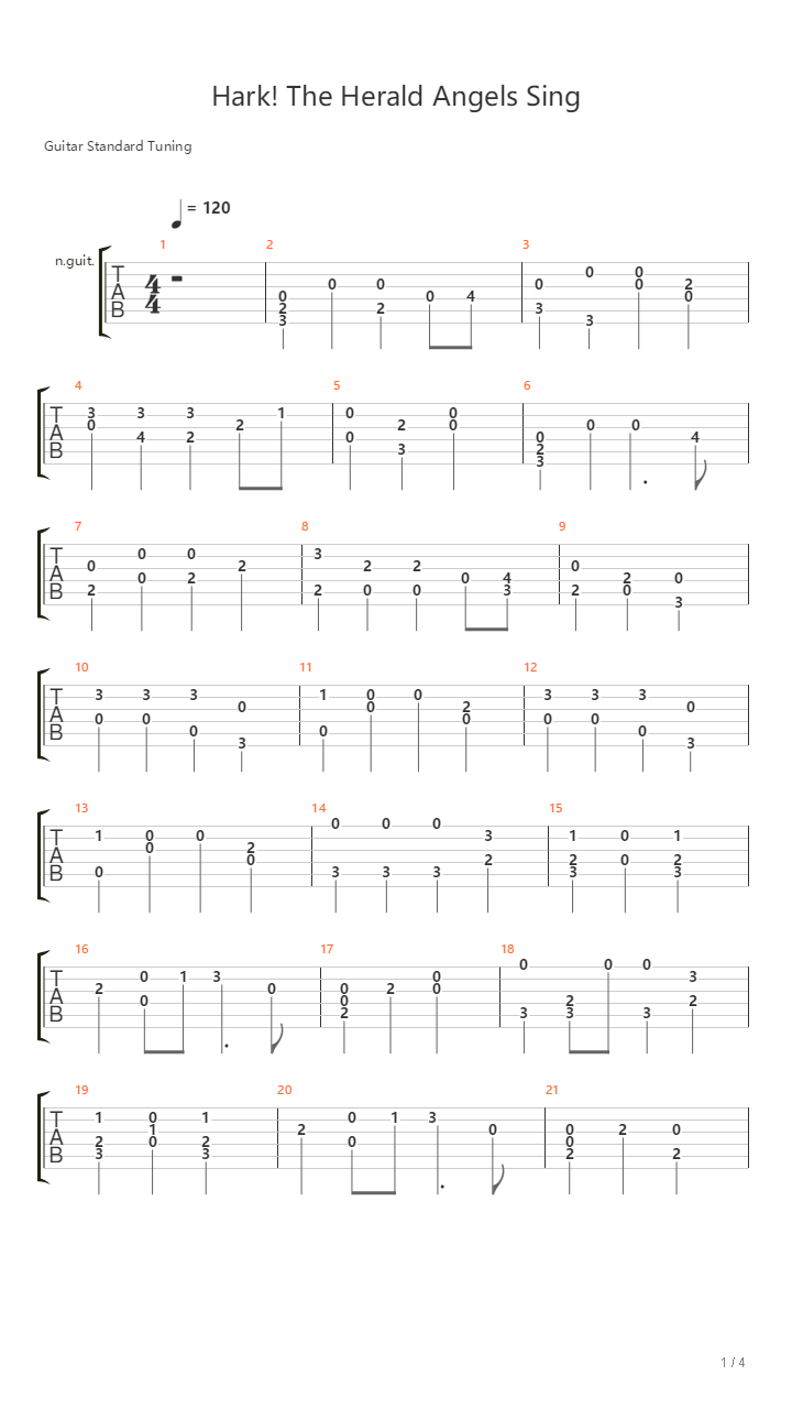 Hark! the Herald Andgle Sing（听啊！天使高声唱 圣诞歌曲）吉他谱