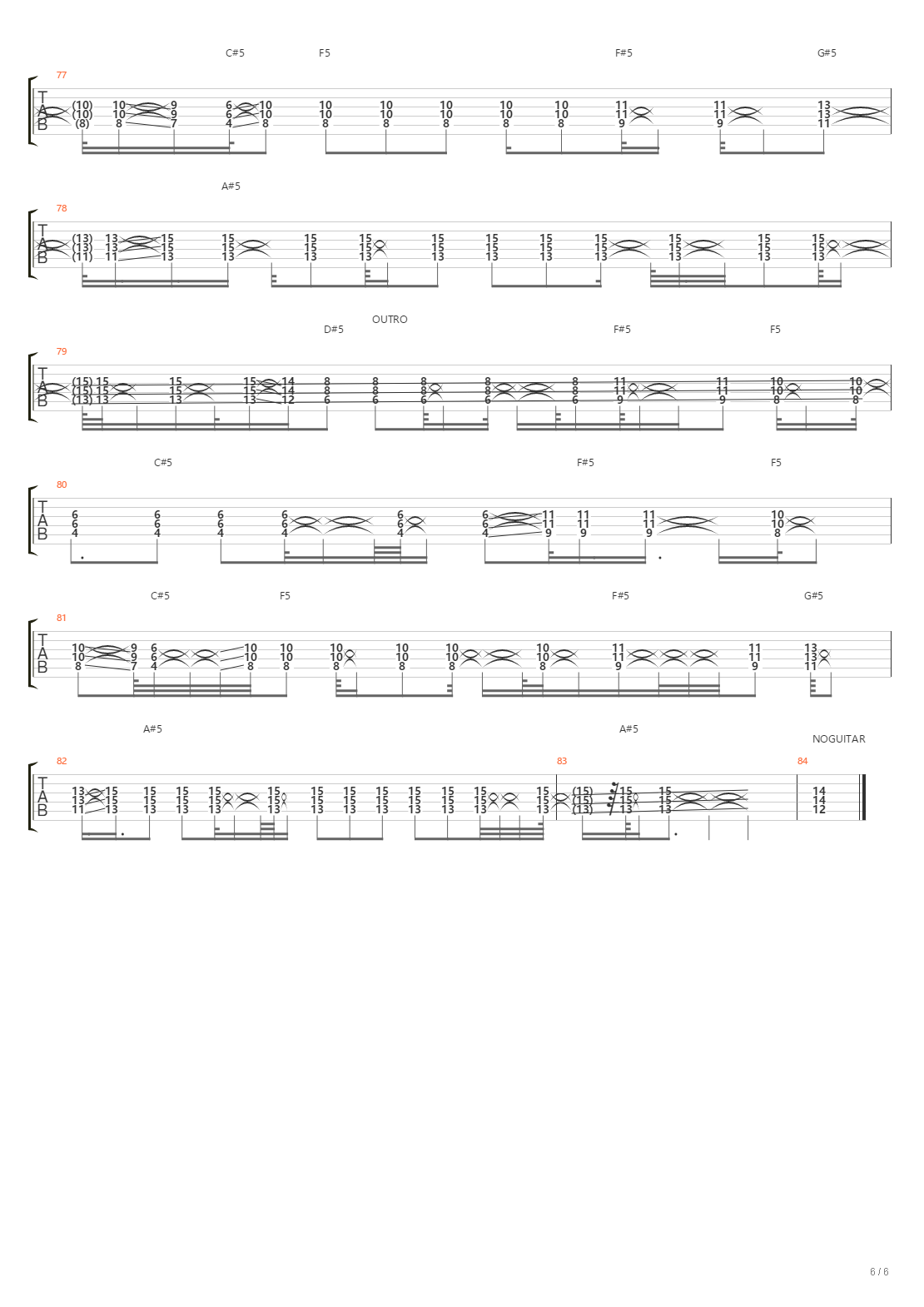 War吉他谱