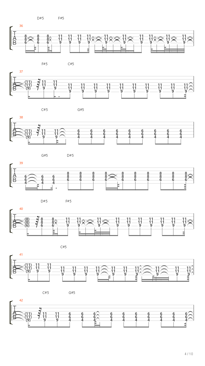 War吉他谱