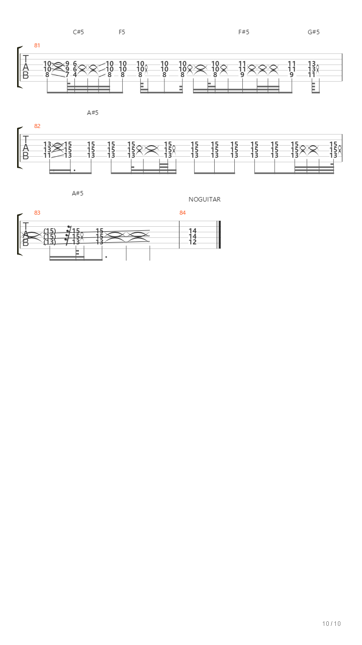 War吉他谱