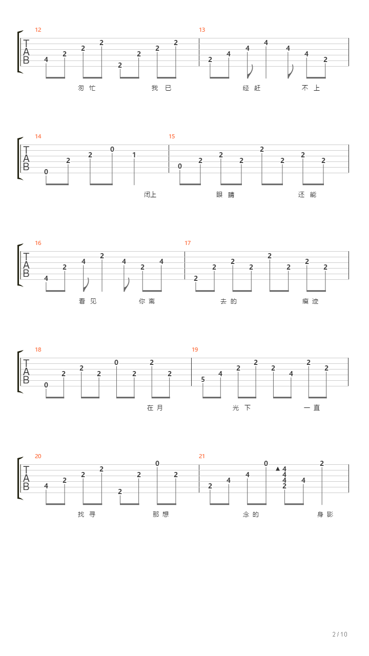 轨迹(GTP清音吉他)吉他谱