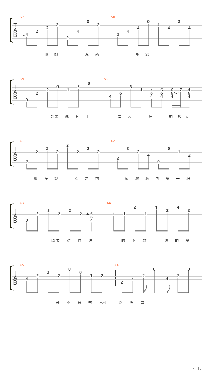 轨迹(GTP清音吉他)吉他谱