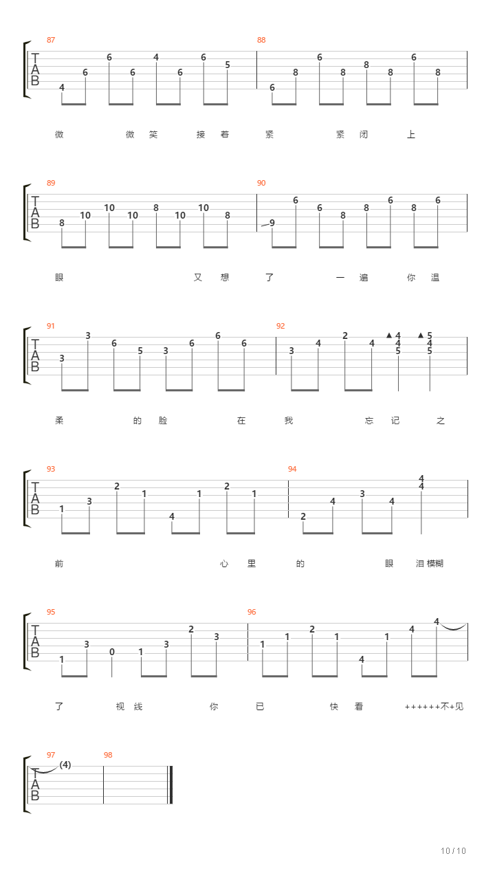 轨迹(GTP清音吉他)吉他谱