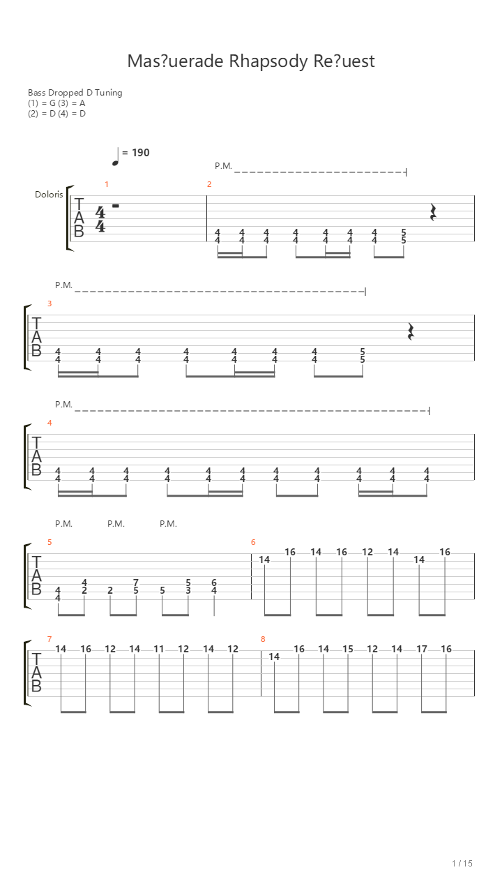 Mas?uerade Rhapsody Re?uest吉他谱