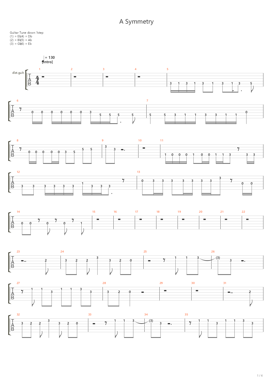 A Symmetry吉他谱