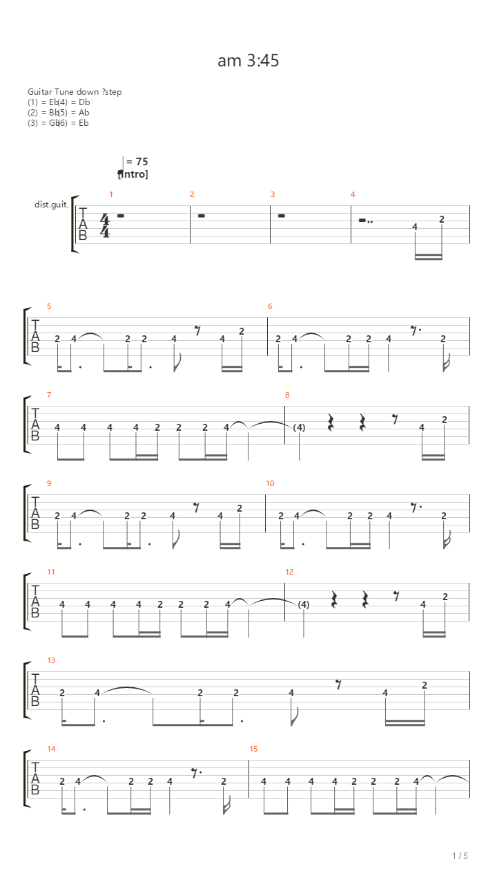 am3:45吉他谱