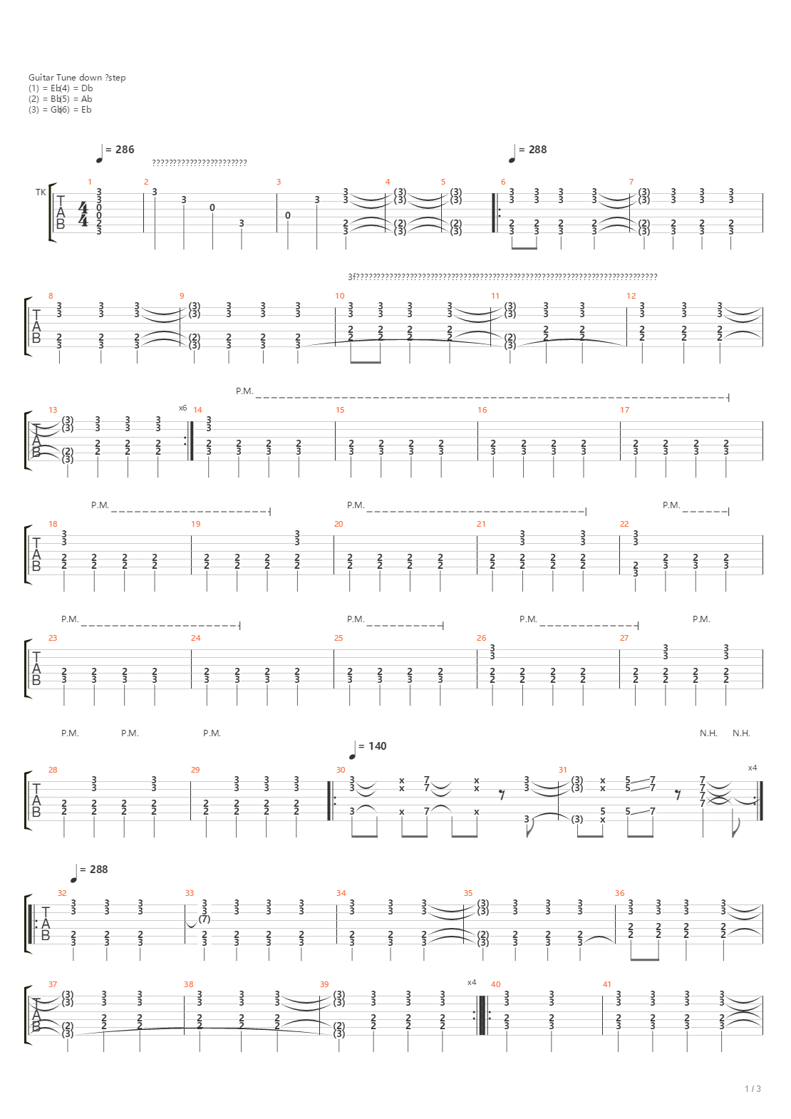 eF吉他谱