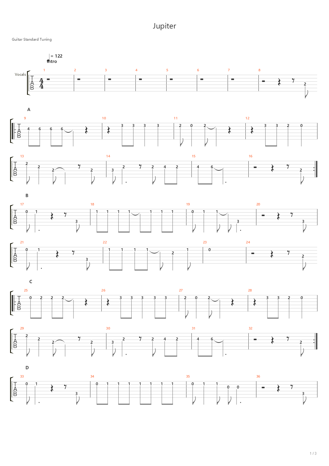 JUPITER吉他谱