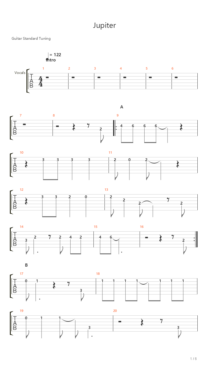 JUPITER吉他谱