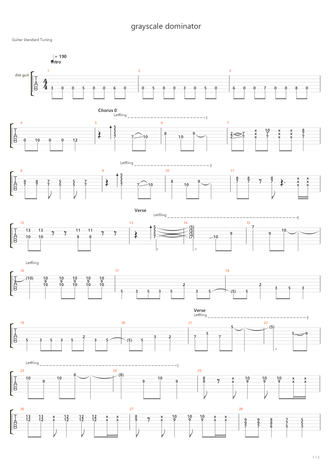 Grayscale Dominator吉他谱