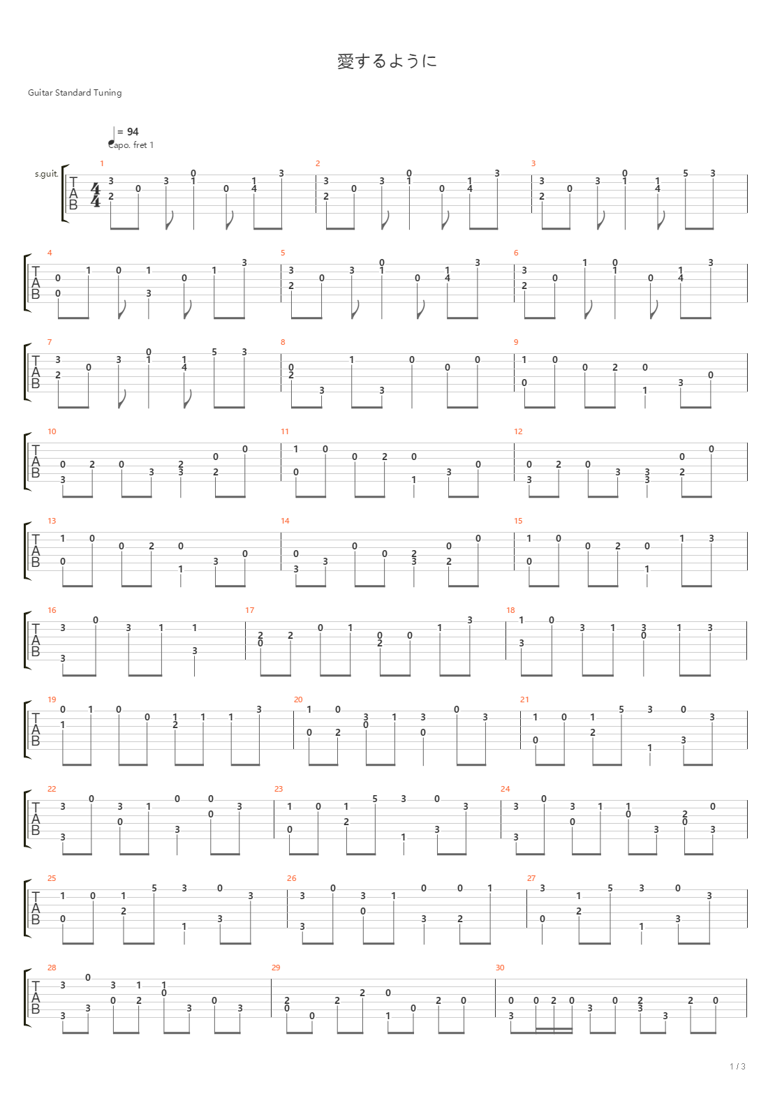 愛するように(希望能去爱) 【可不 & MIMI】吉他谱