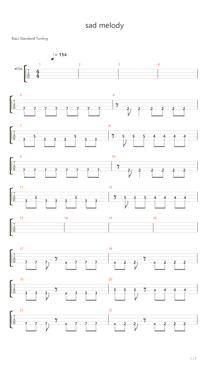 sad melody（贝斯谱）吉他谱