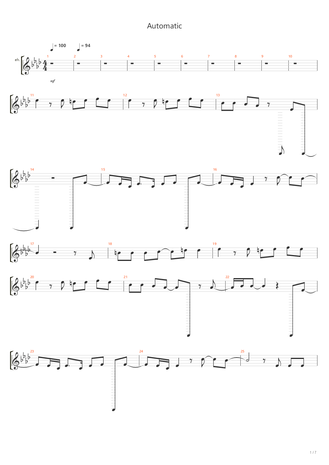 Automatic吉他谱