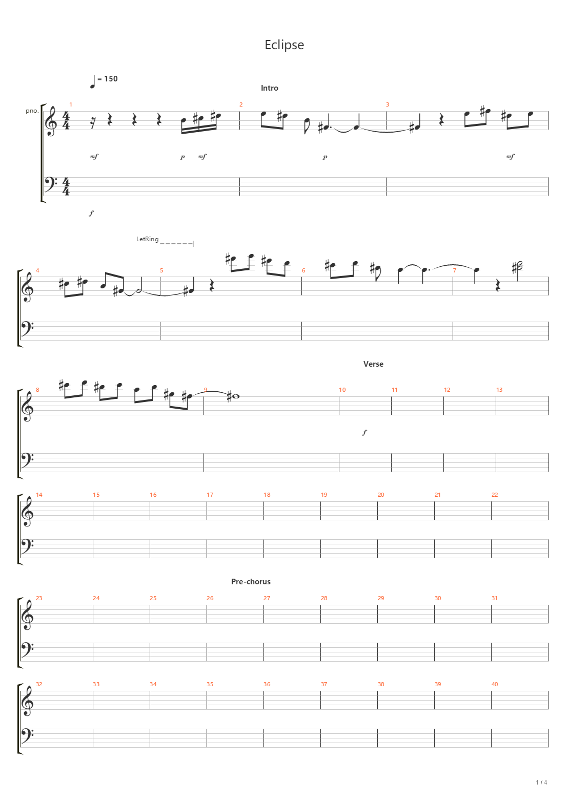 Eclipse（明日方舟）吉他谱