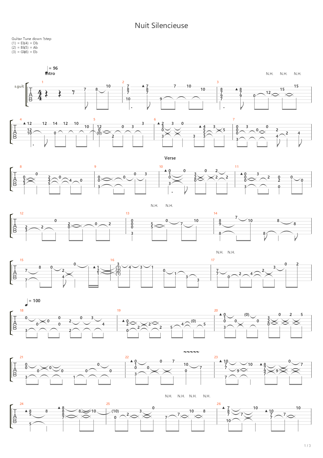 高考恋爱100天BGM - Nuit Silencieuse（寂静之夜）吉他谱