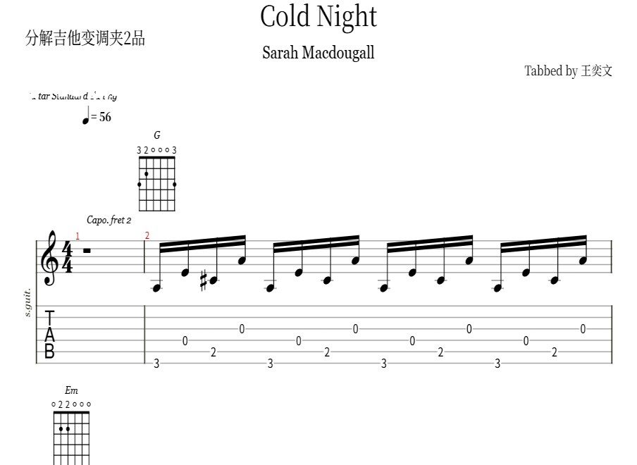 Cold Night吉他谱预览