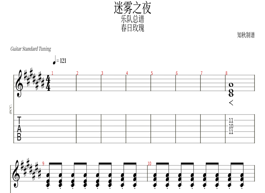 迷雾之夜（Lost）（原版）吉他谱预览