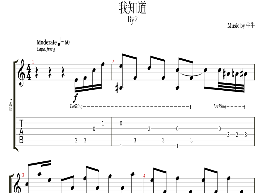 我知道吉他谱预览