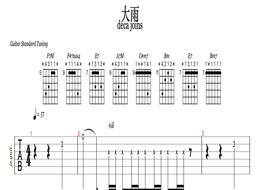 大雨（乐队总谱）吉他谱预览