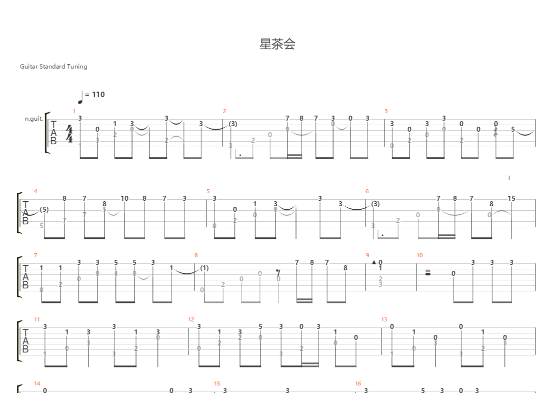 星茶会吉他谱(gtp谱,指弹)_灰澈