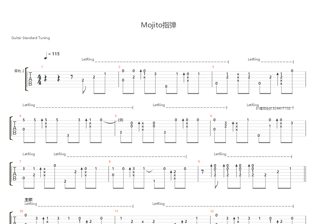 mojito指弹吉他谱图片