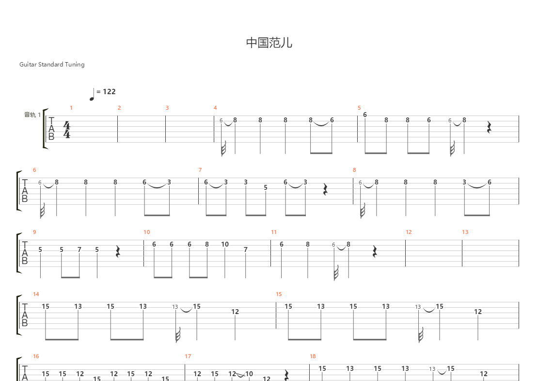 中国范儿(吉他独奏)吉他谱(gtp谱,solo,独奏)