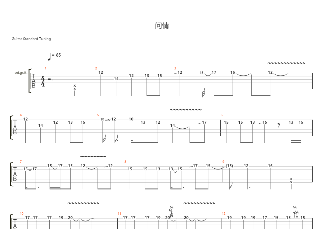 问情(摇滚版)吉他谱(gtp谱)