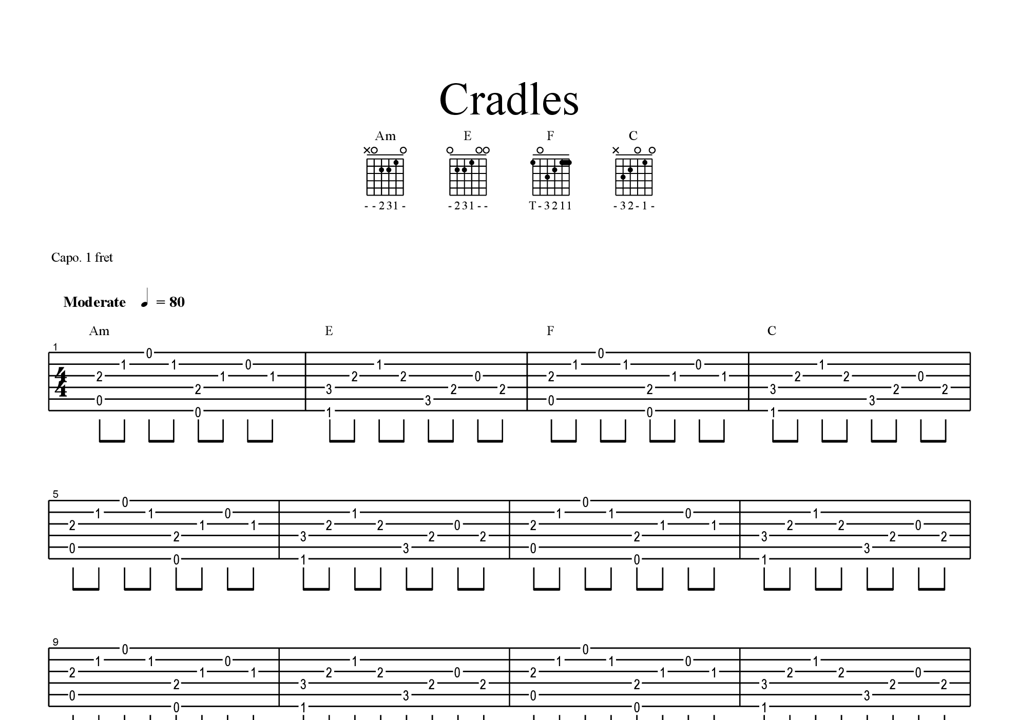 Cradles吉他谱(PDF谱,弹唱)_Sub Urban