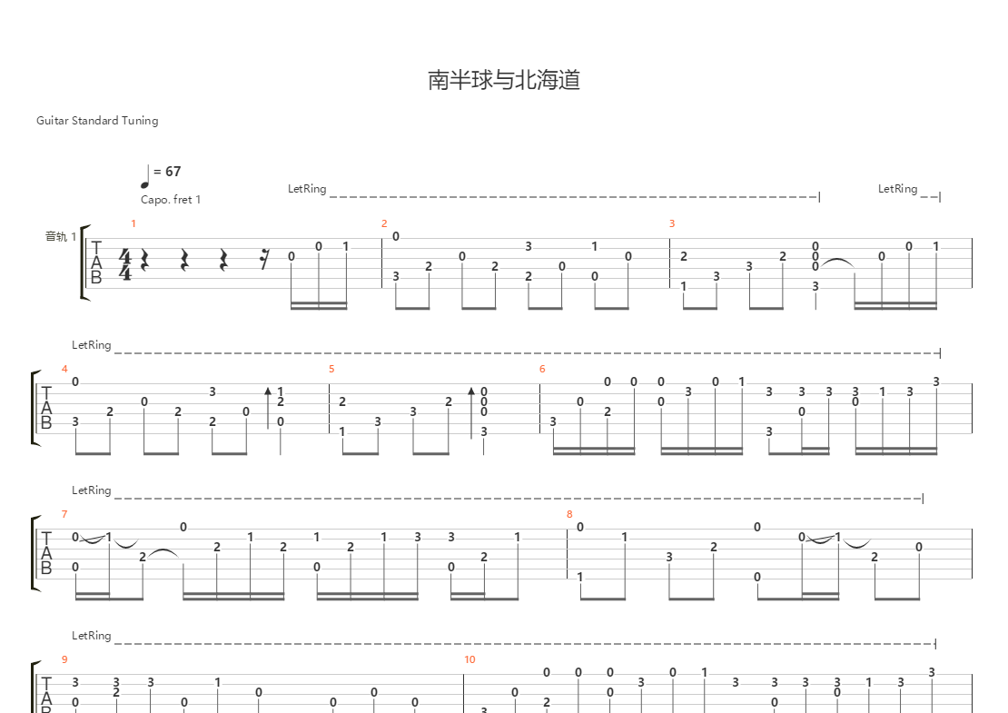 南半球与北海道吉他谱(gtp谱,指弹,独奏,改编版)_范倪liu 吉他社