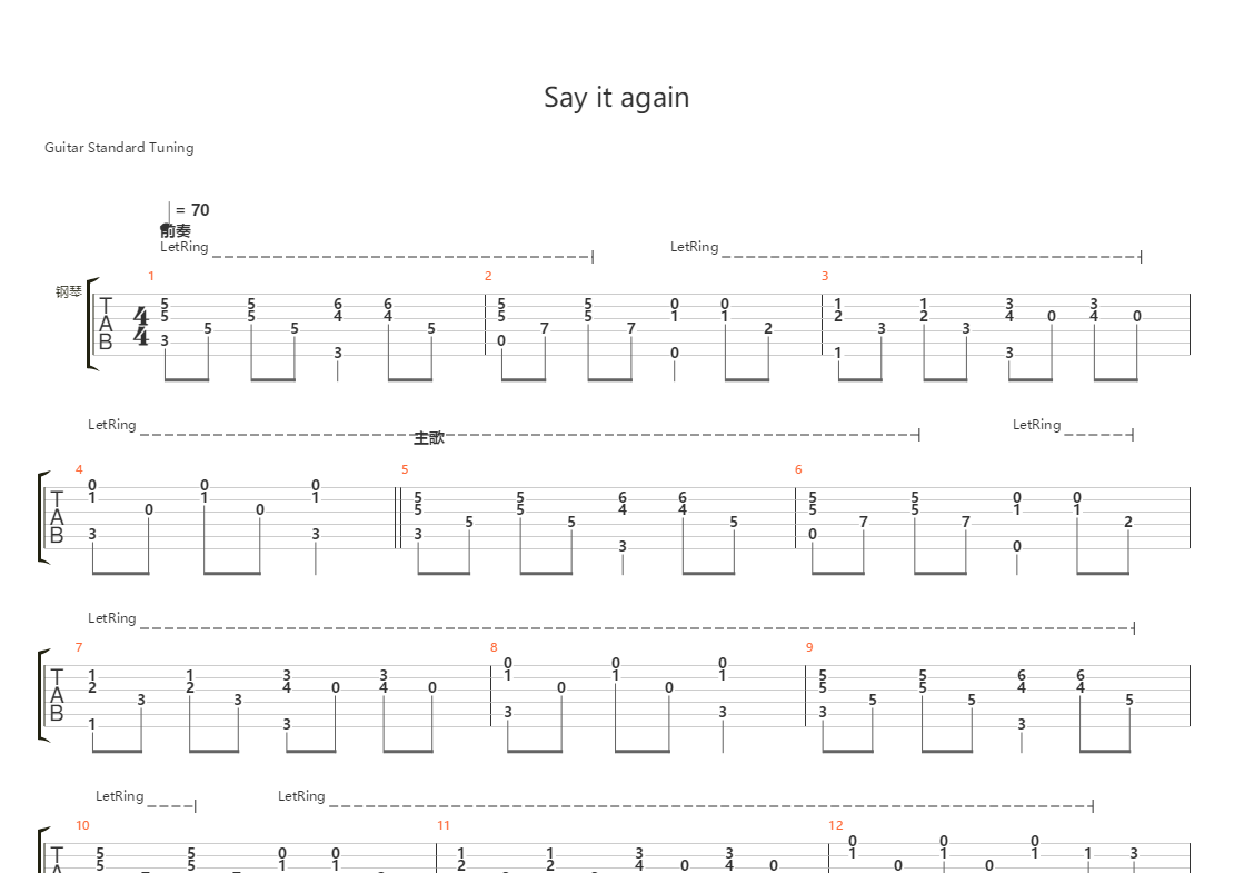 再谈记忆say it again(乐队总谱)