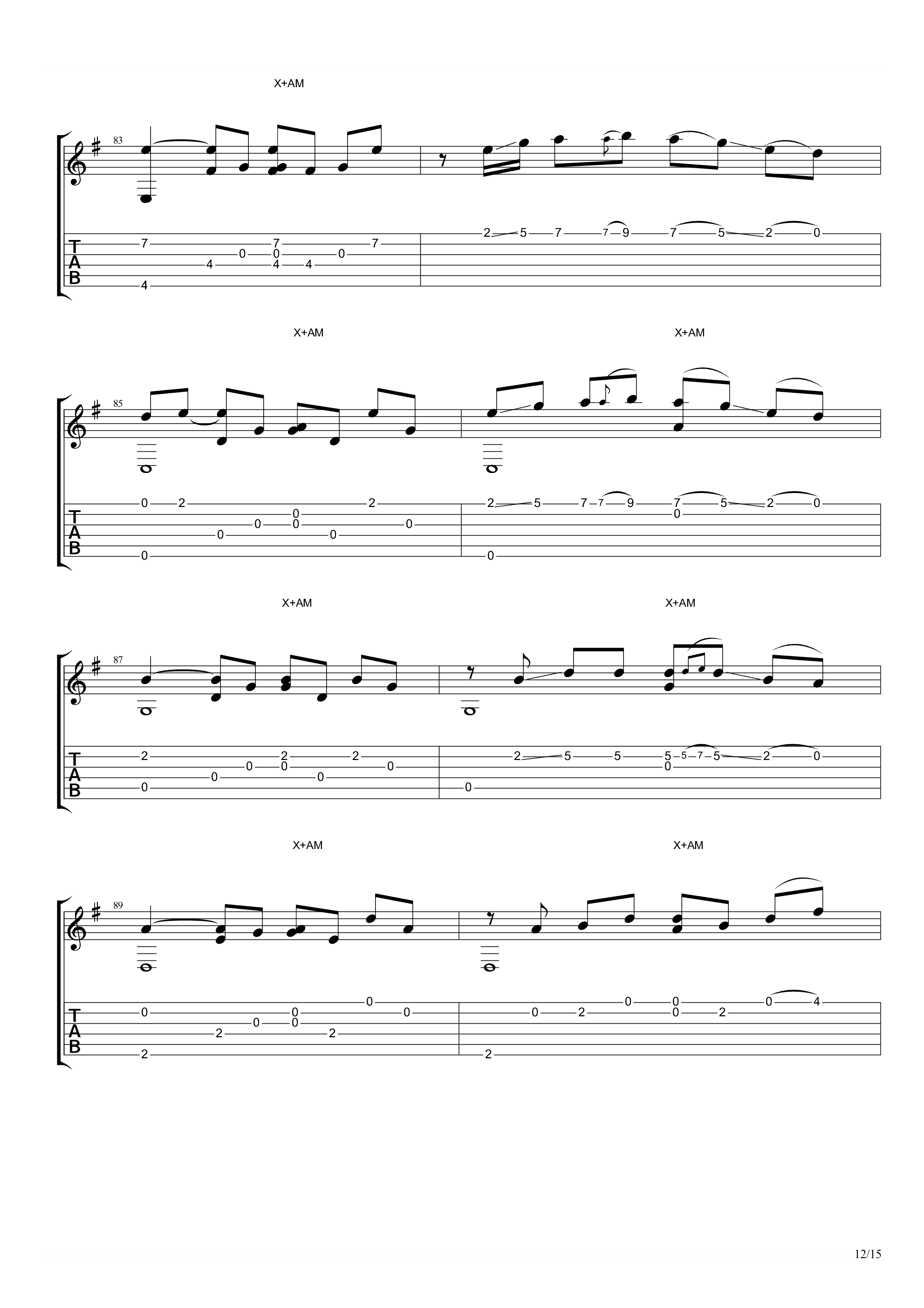 枫桥夜泊吉他谱 - 陈亮 - C调吉他独奏谱 - 琴谱网