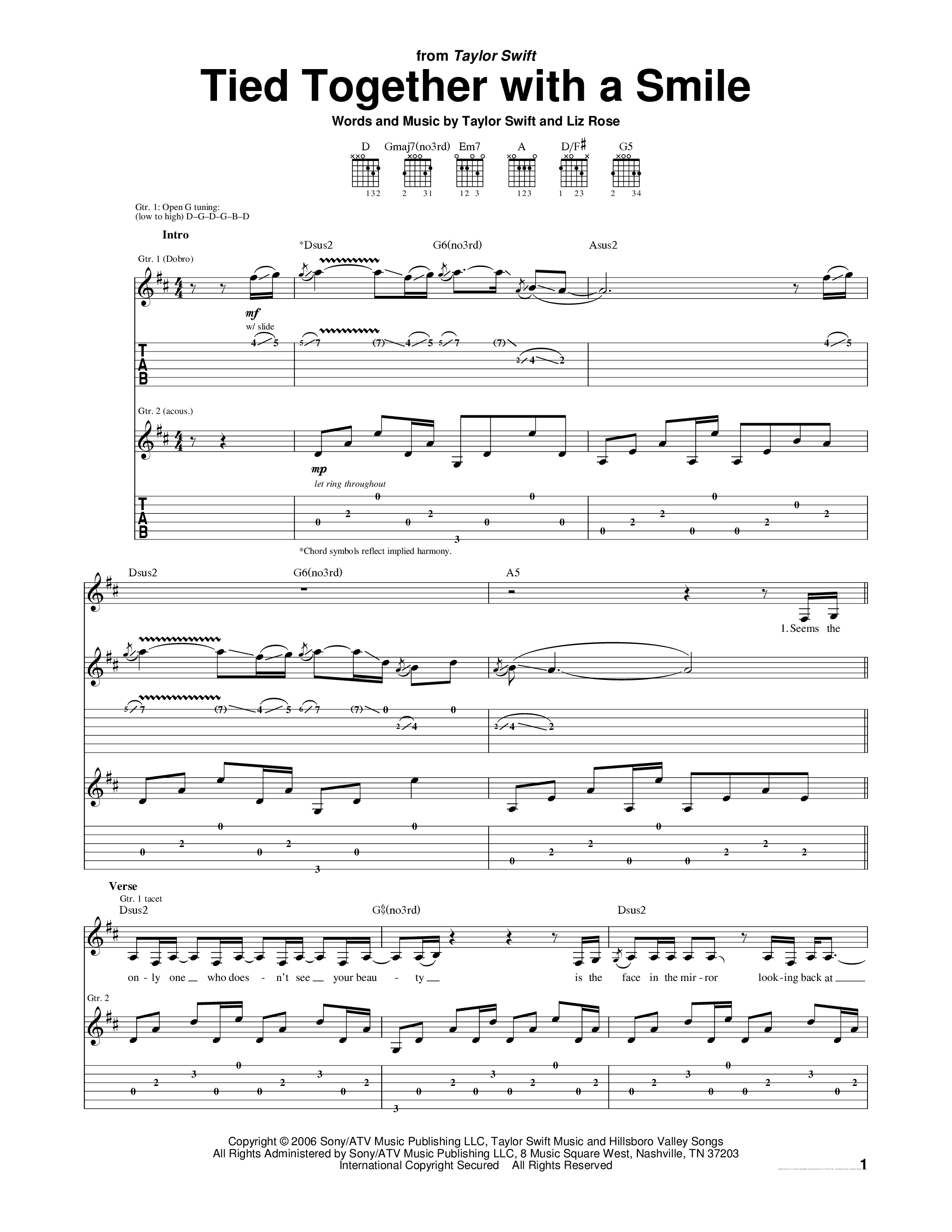 Tied together with a smile guitar chords