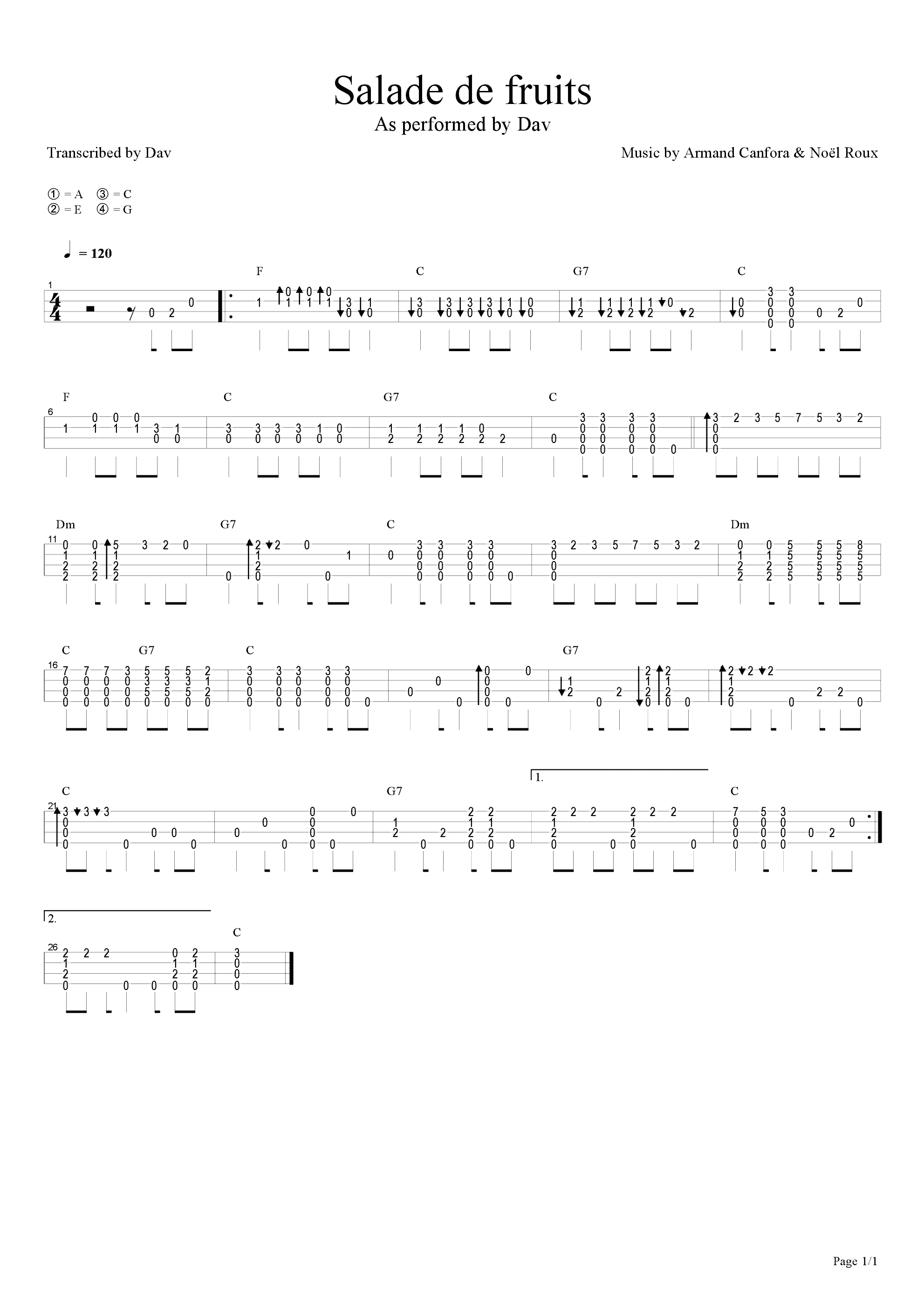 Salade De Fruits(水果沙拉)吉他谱1