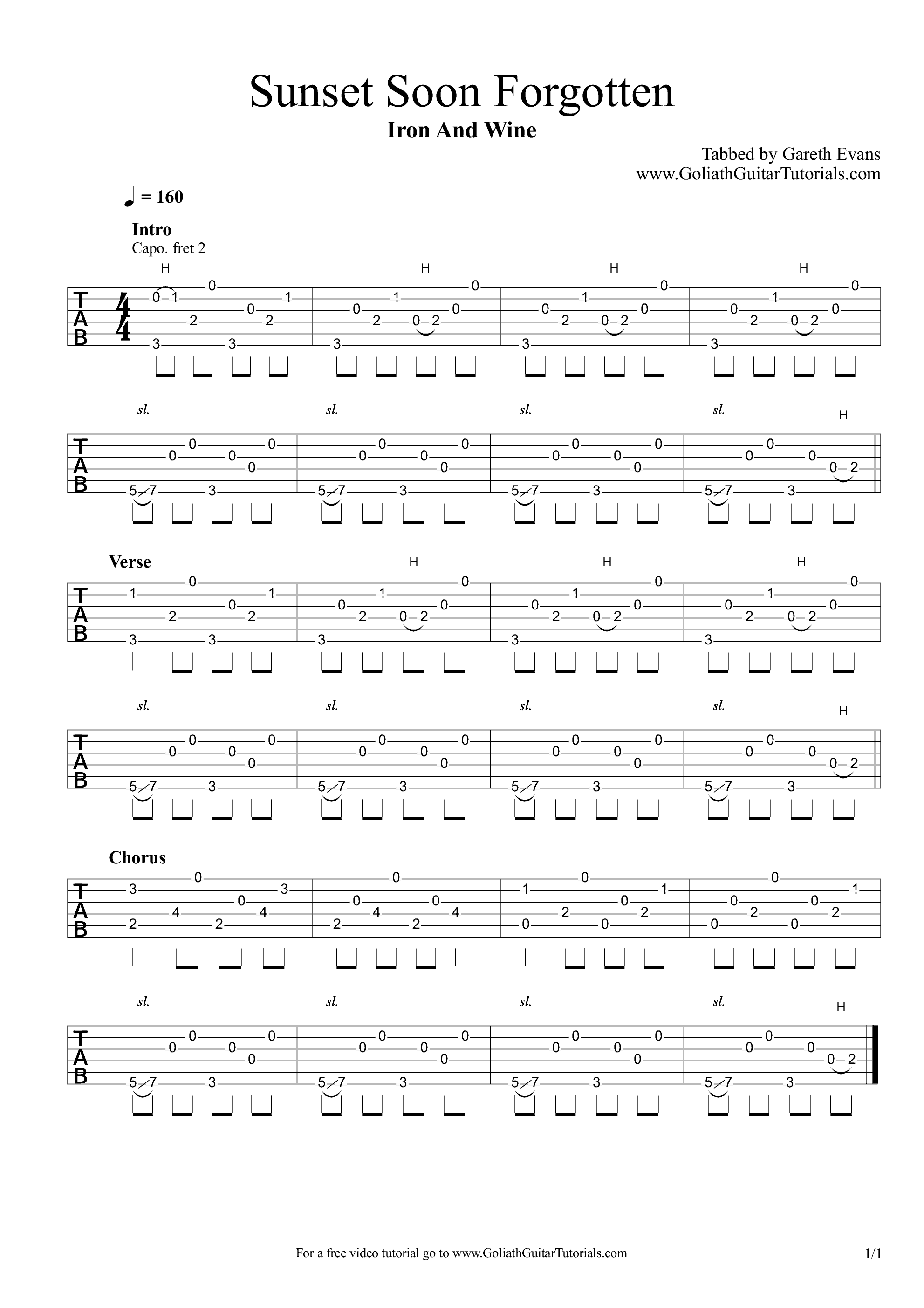 Sunset Soon Forgotten吉他谱1